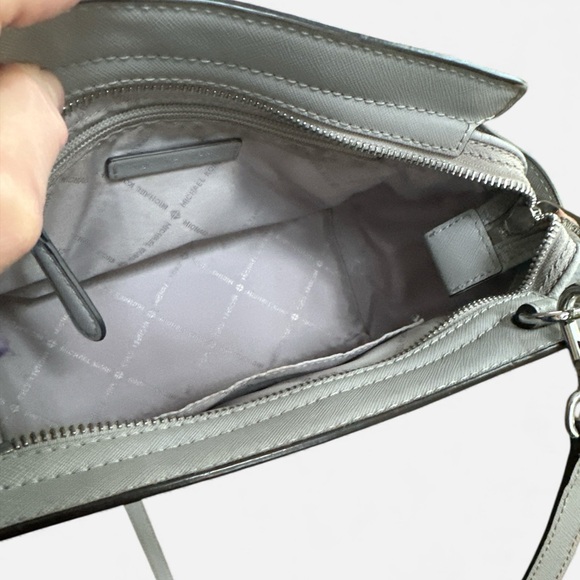 Michael Kors Silver Studded Saffiano Leather Crossbody | Chic & Edgy Glam - Picture 9 of 15